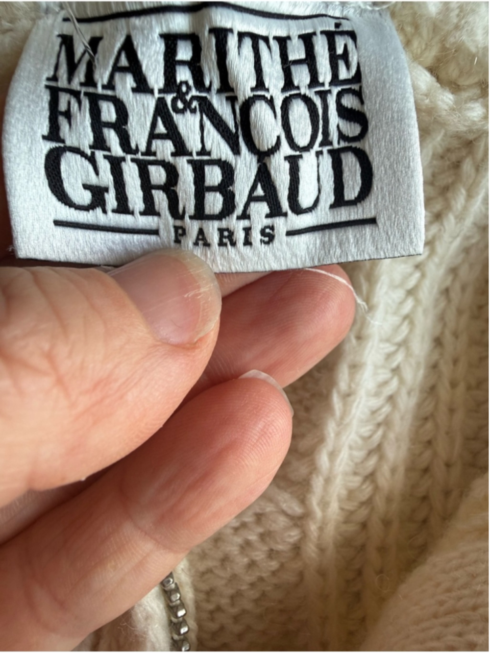 Marithé + François Girbaud Cable Knit Cashmere Wool Zip Sweater OS Chunky - Picture 5 of 9